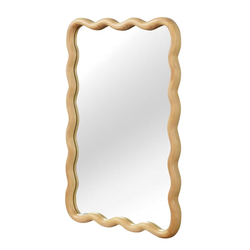 20"x30" Wavy Rectangle Solid Wood Frame Decorative Mirror,For Bedroom, Bathroom, Living Room, Entryway