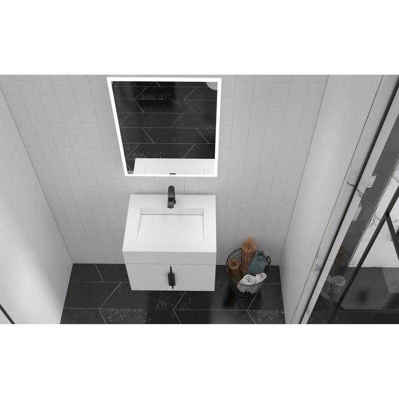 Nile 24-Inch Wall Mounted Bathroom Vanity Set w/ White Top