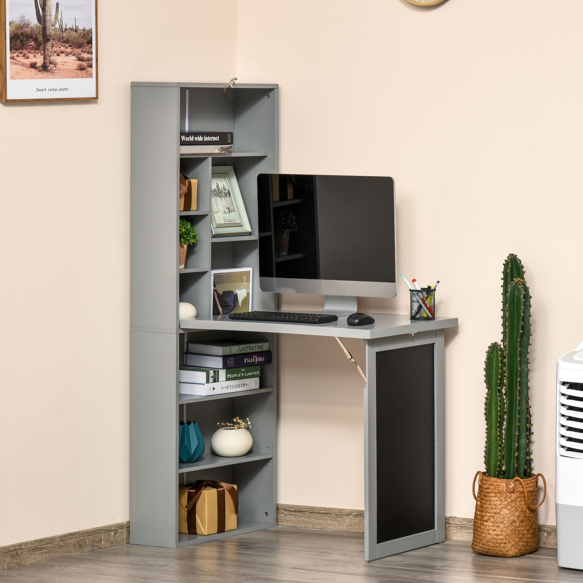 Folding desk deals with storage