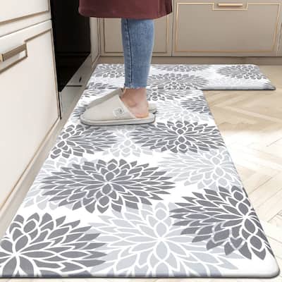 Anti Fatigue Kitchen Rug Sets 2 Piece Non Slip Kitchen Mats - 17.3"x48"+17.3"x28"-0.4"Th
