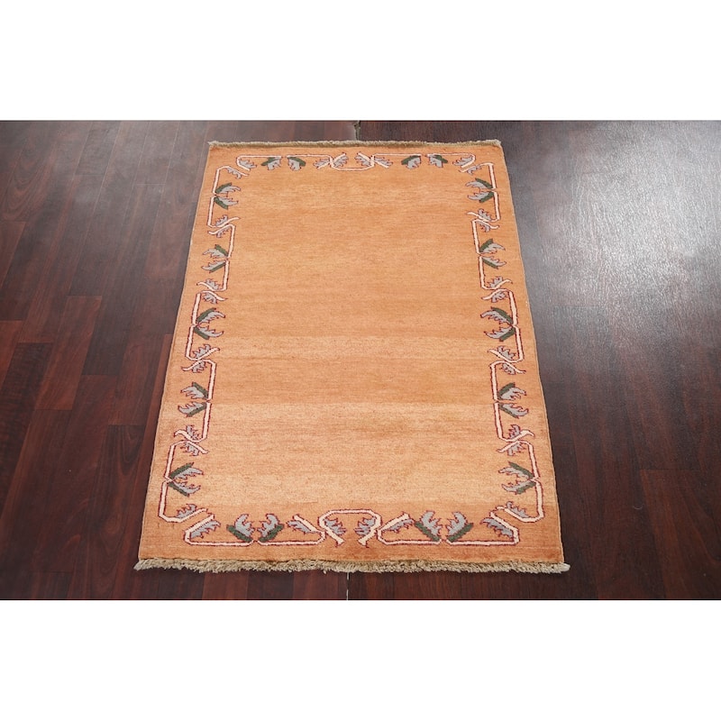 Bordered Gabbeh Kashkoli Oriental Area Rug Hand-knotted Wool Carpet - 2'8" x 3'9"
