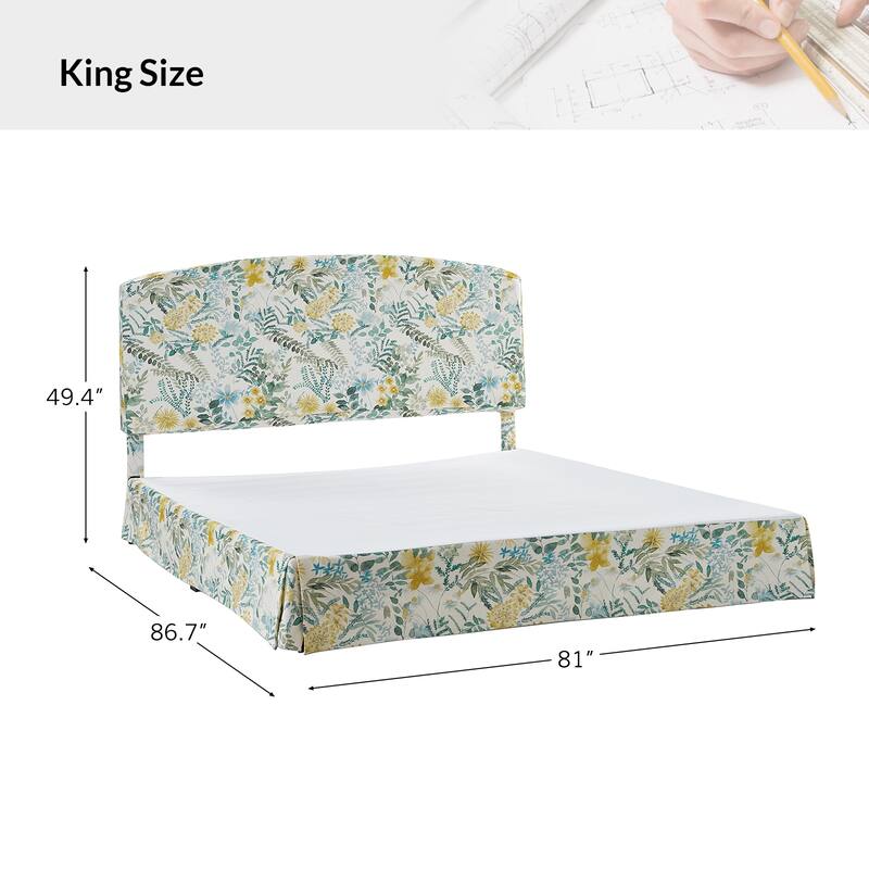 Knut Traditional 2 Piece Bedroom Upholstered Platform Bed with Washable Slipcover Set-QB by HULALA HOME