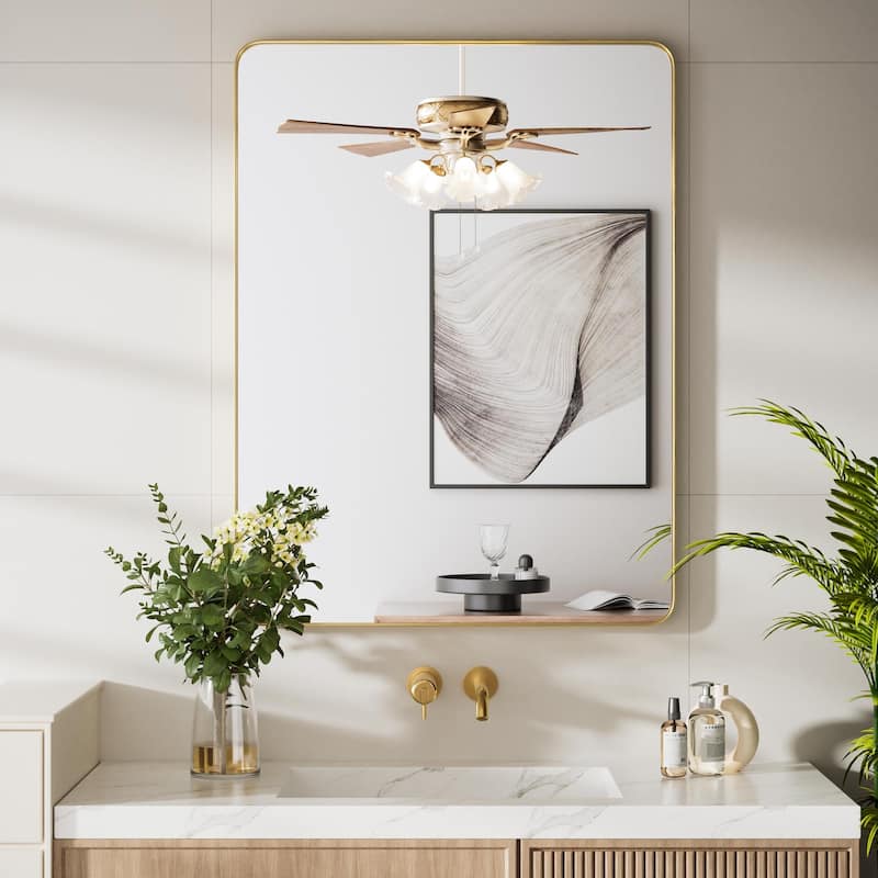 Rectangle Bathroom Vanity Mirror with Metal Frame(Vertical/Horizontal) - 24W*36H Inches - Gold
