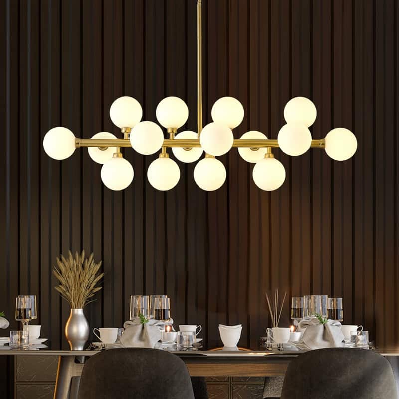 Modern Linear Chandelier 16-Light Sputnik Glass Globe Chandelier Mid Century - 38inch
