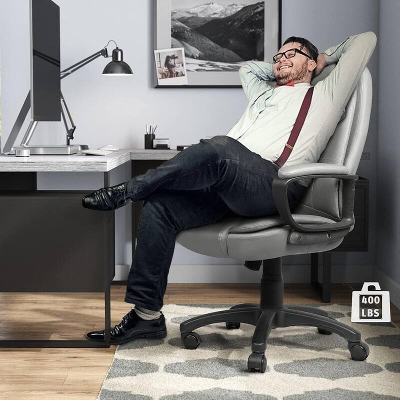 Bossin Big and Tall Office Chair High Back Executive Chair Ergonomic Adjustable Executive Leather Chair,400lbs