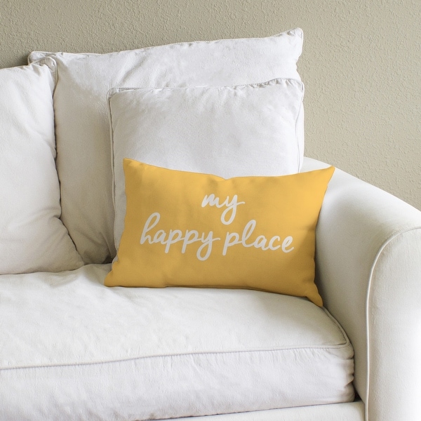 My happy place yellow pillow 2025