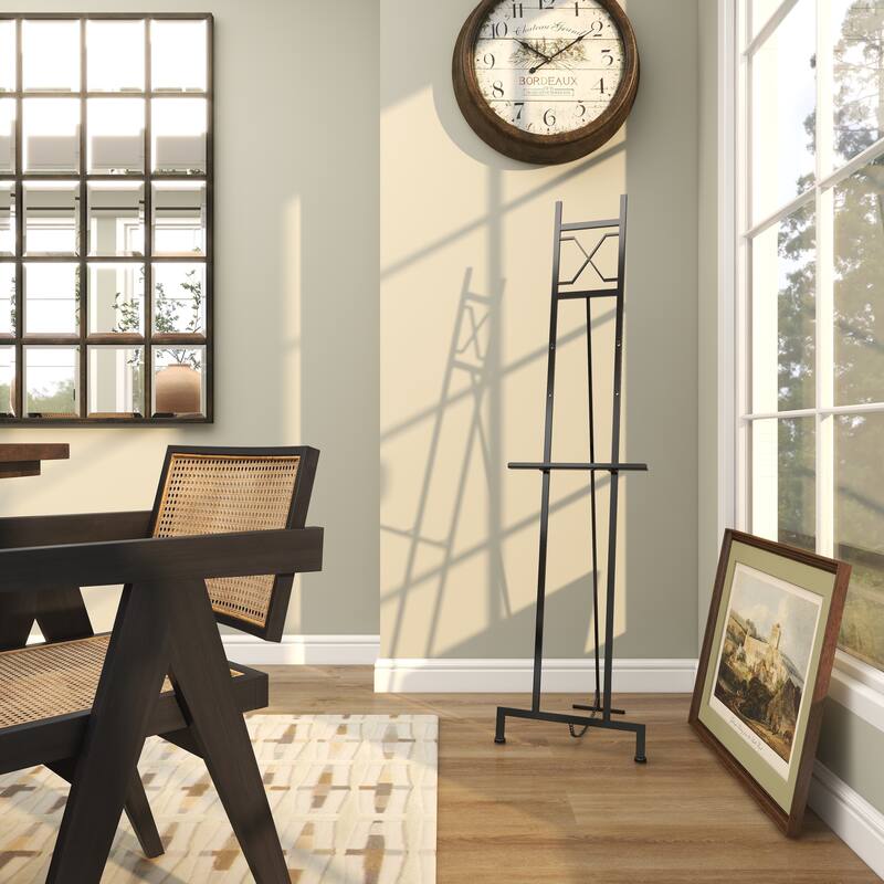 Black Metal Tall Adjustable Floor 3 Tier Display Easel