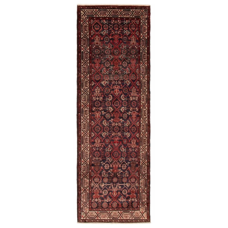 ECARPETGALLERY Hand-knotted Andelz Navy Wool Rug - 3'9 x 11'1 - Dark Navy - 3'9 x 11'1