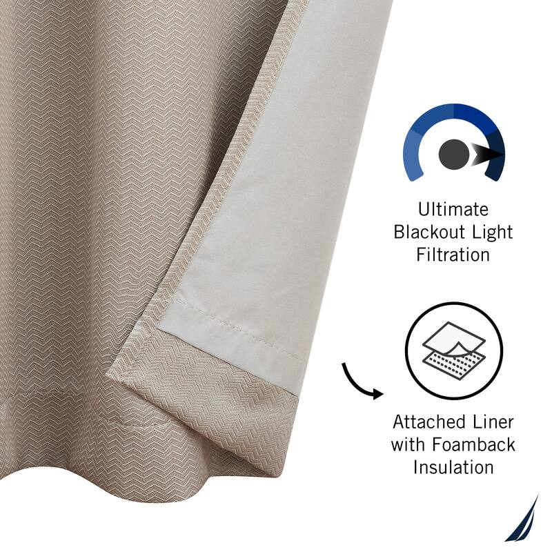 Nautica Virginia Ultimate Blackout Back Tab Window Curtain Panel Pair