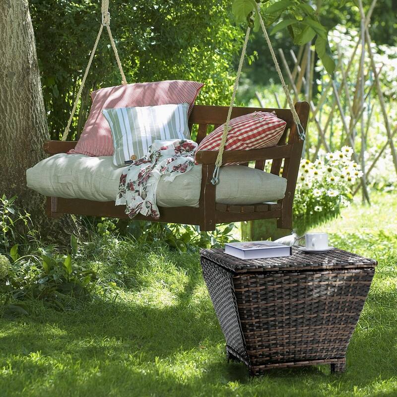 Patio 13 Gallons Wicker Storage Side Table