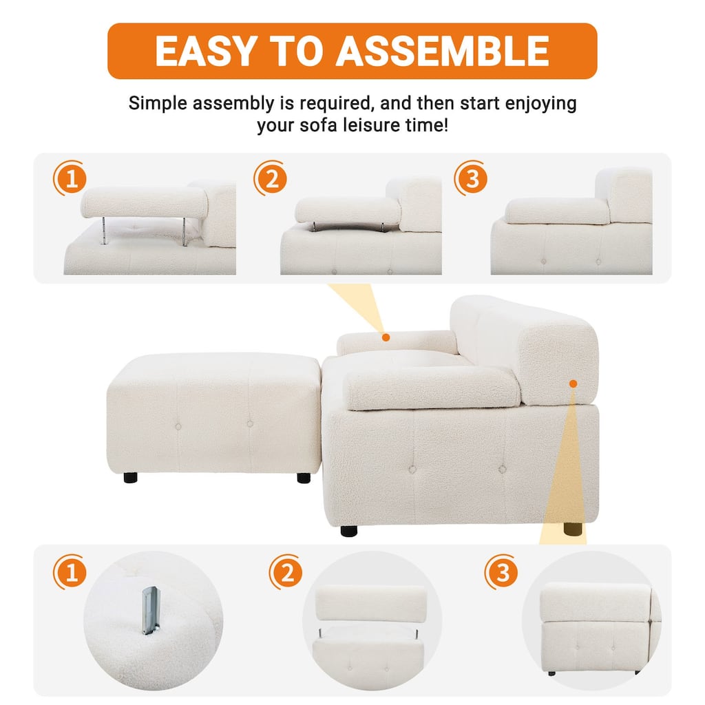 91.3 in. Purely Handmade Modern DIY 3-Piece Modular Sectional Sofa Set