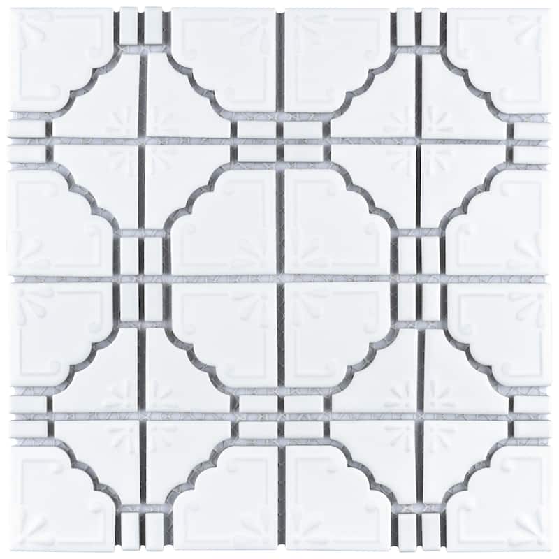 Merola Tile Hudson Moonbeam Matte White 11-7/8" x 11-7/8" Porcelain Floor and Wall Tile