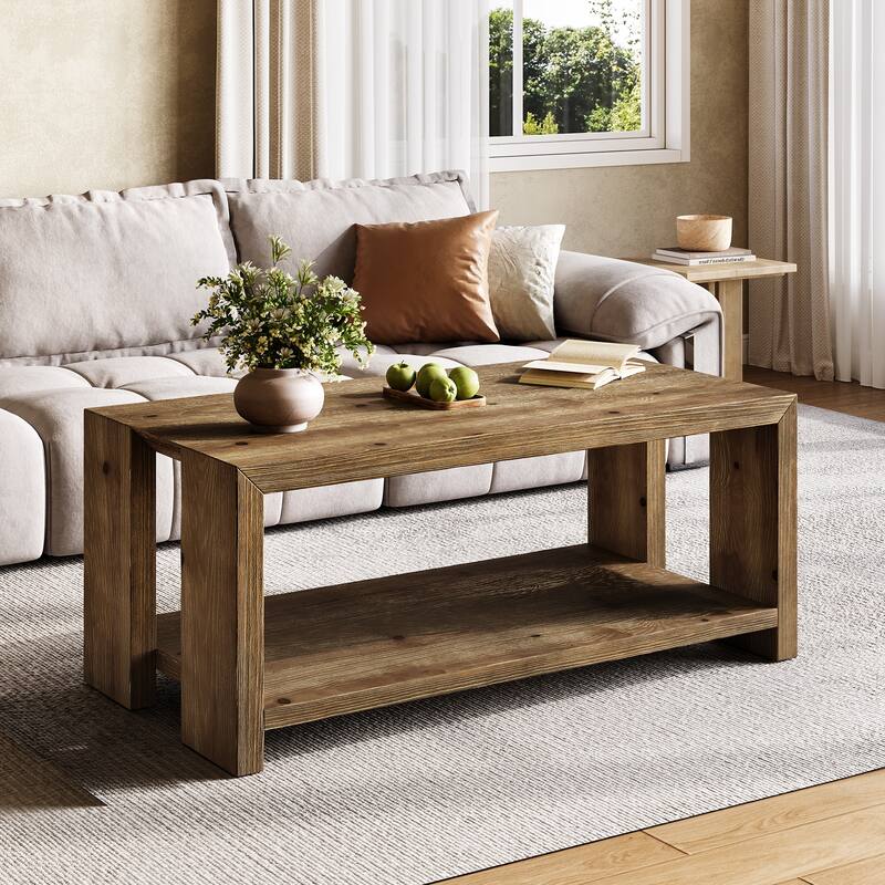 Solid Wood Coffee Table for Living Room - 23.62"D x 47.24"W x 19.69"H