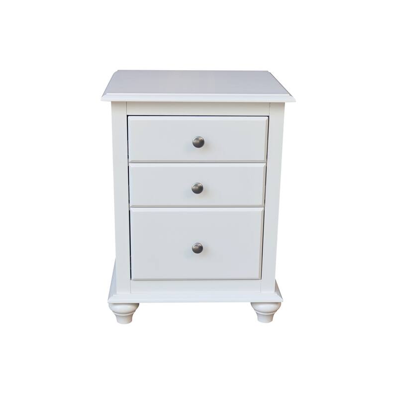 International Concepts Solid Wood 3-Drawer Nightstand - White