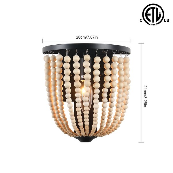Wood bead wall sconce hot sale