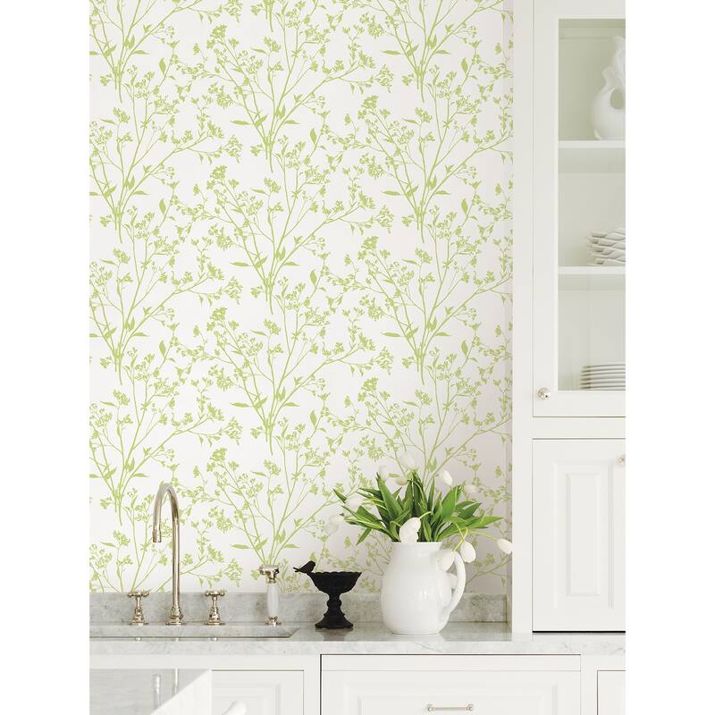A-Street Prints Southport Chartreuse Delicate Branches Wallpaper