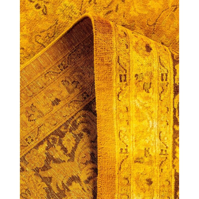 Overton Hand Knotted Wool Vintage Inspired Modern Contemporary Overdyed Yellow Area Rug - 8' 2" x 10' 0"