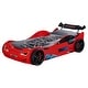 preview thumbnail 4 of 3, Furniture of America Rilven Modern Red Twin Race Car-Shaped Platform Bed with LED Headlights