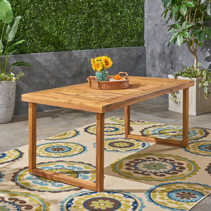 Outdoor Acacia Wood Dining Table,Sandblast - Natural