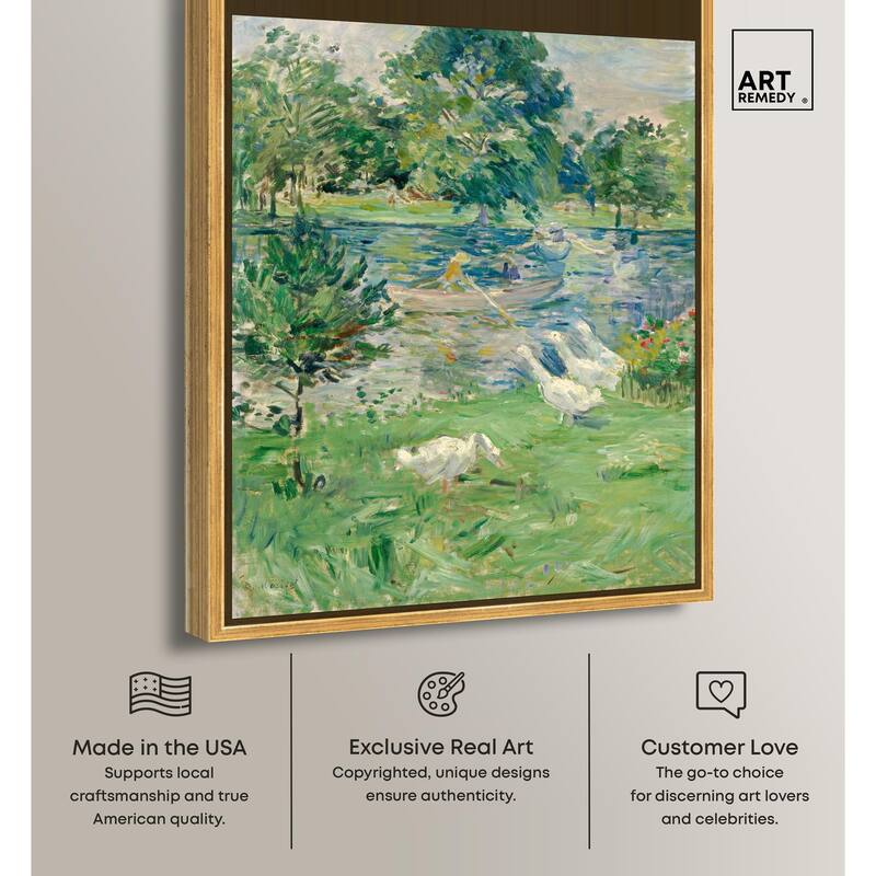 Morisot Girl in Boat with Geese Canvas by Art Remedy