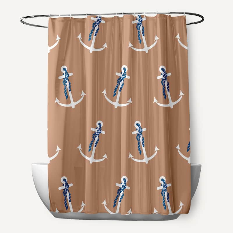 71 x 74-inch Anchor Whimsy Geometric Print Shower Curtain - Brown