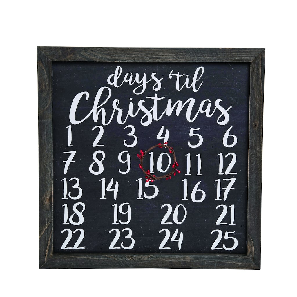 Transpac Wood 16 in. Multicolor Christmas Countdown with Magnetic Wreath - Multi