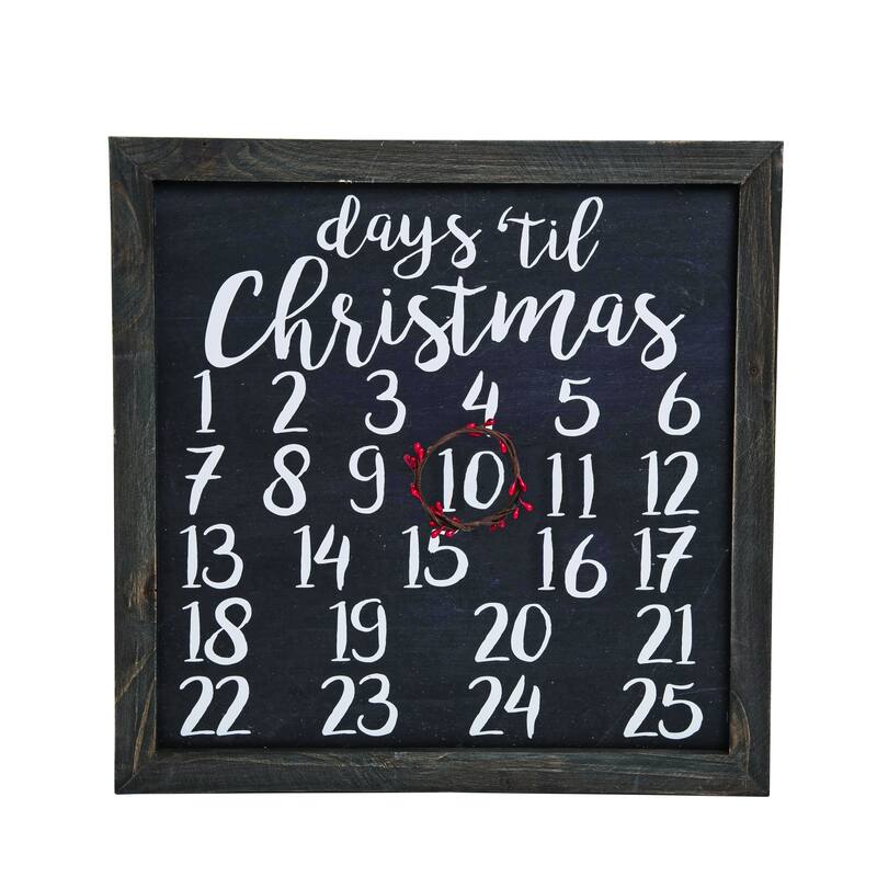 Transpac Wood 16 in. Multicolor Christmas Countdown with Magnetic Wreath - Multi