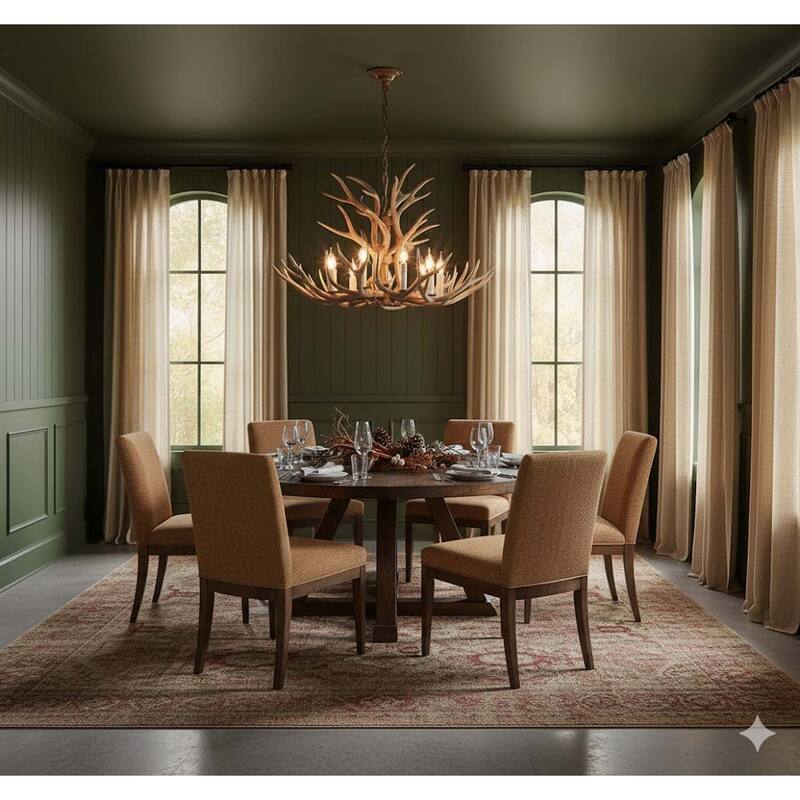 9-Light D39.4" Polyresin Antler Horn Chandelier