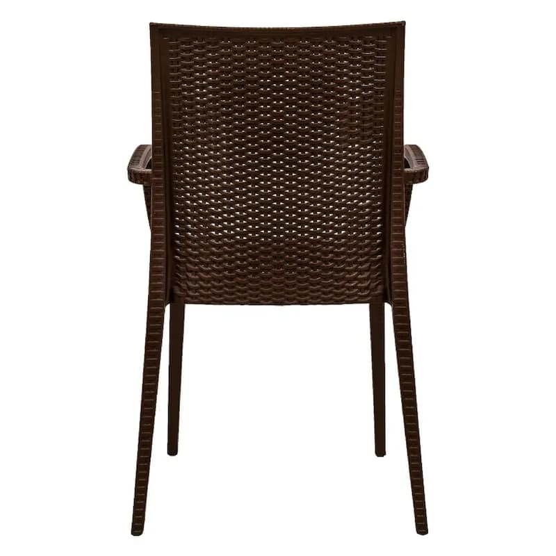 Mace Polypropylene Stackable Armrest Patio Dining Chair with Woven Design for Outdoor Dining Patio Indoor Gatherings