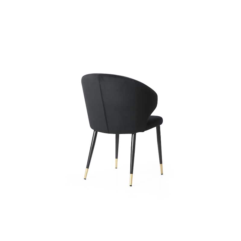 Coastal Cool Dining Chair - Black Velvet Seat, Elegant Metal Frame, Modern Accent Chair - 32