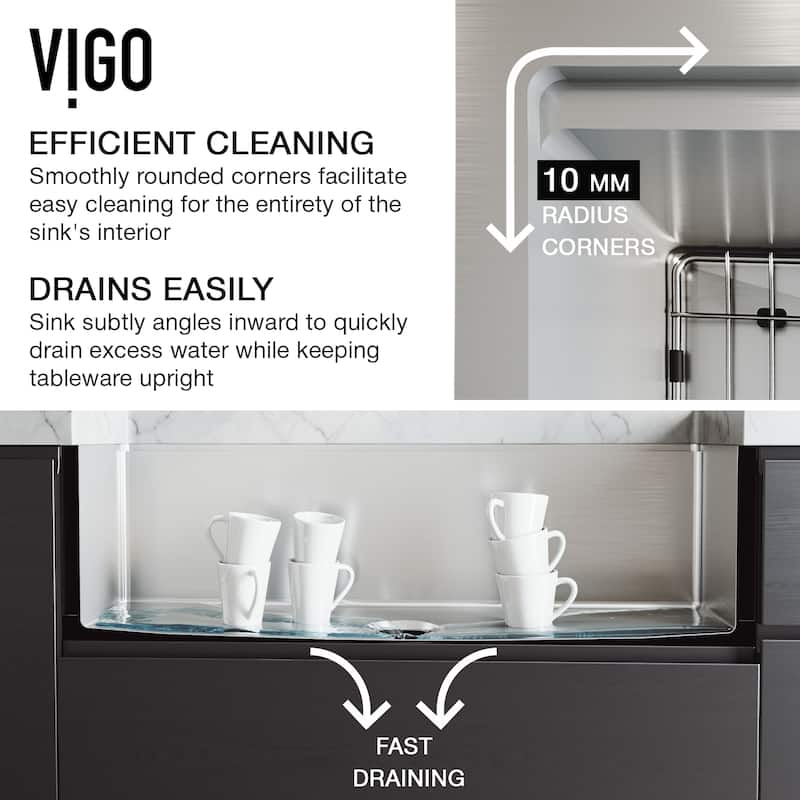 VIGO Oxford Stainless Steel Single Bowl Slotted Apron Farmhouse Kitchen Sink and Accessories