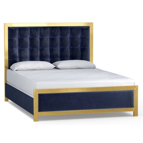 Hooker Furniture 1586-90866A-5 Balthazar King Rubberwood and Metal Panel Bed Frame with Tufted Velvet Upholstery from the