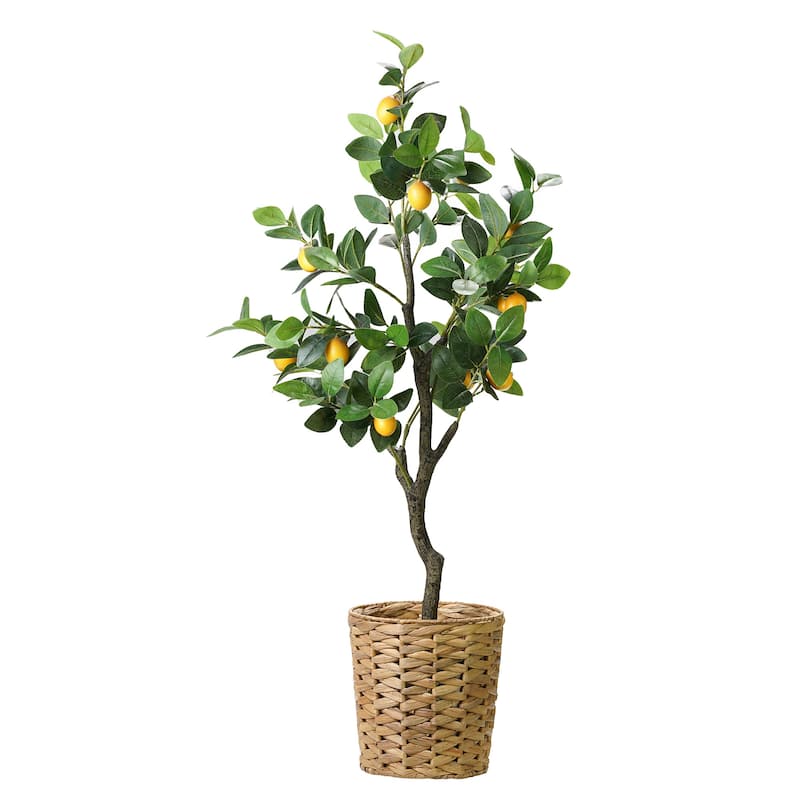 American Art Decor Artificial Faux Tree in White Tapered Ceramic Pot