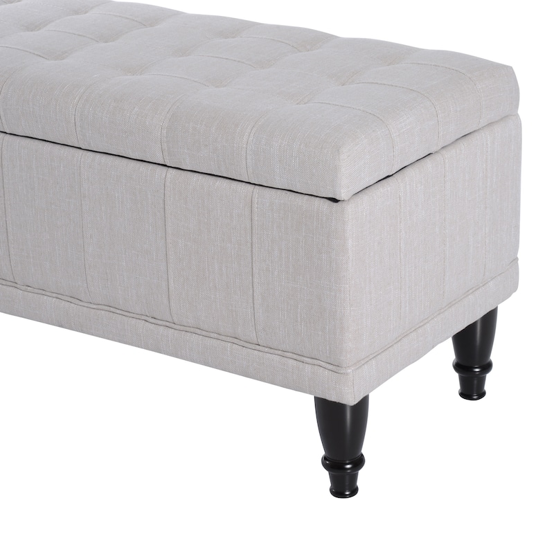 HomCom 42" Fabric Tufted Storage Ottoman Bench - 17*41.5*19.5