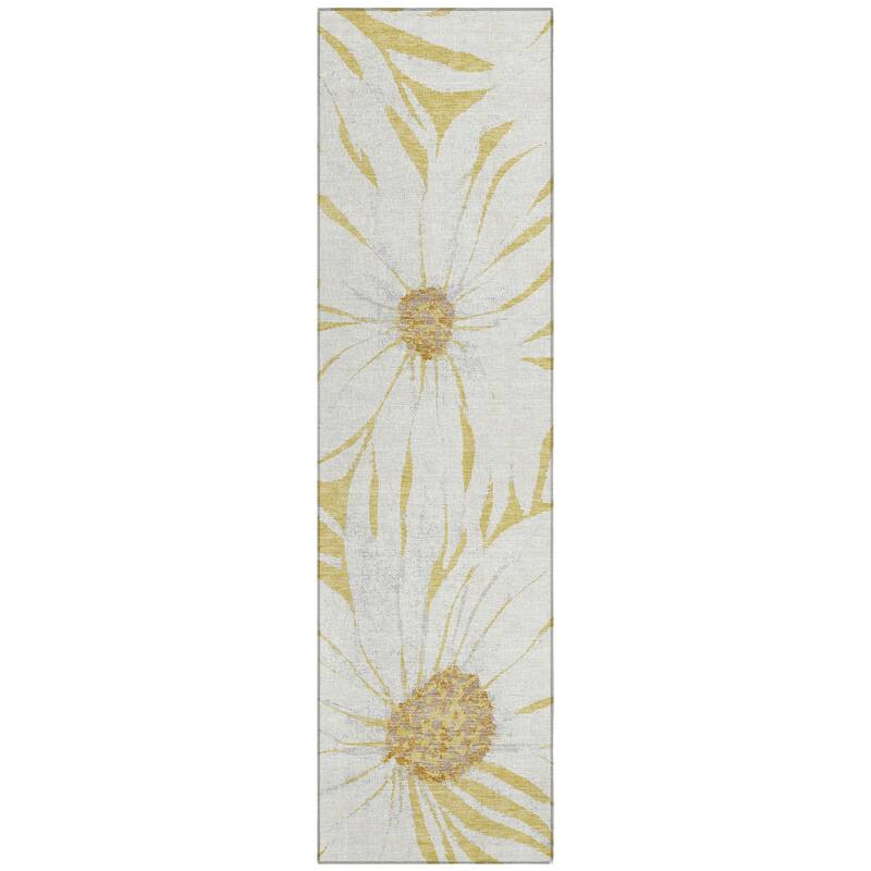 Machine Washable Indoor/ Outdoor Floral Chantille Rug