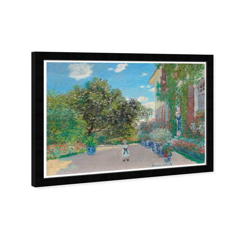 Wynwood Studio Prints Floral and Botanical Monet -The Artist s House at Argenteuil Green and Traditional Wall Art Canvas Print