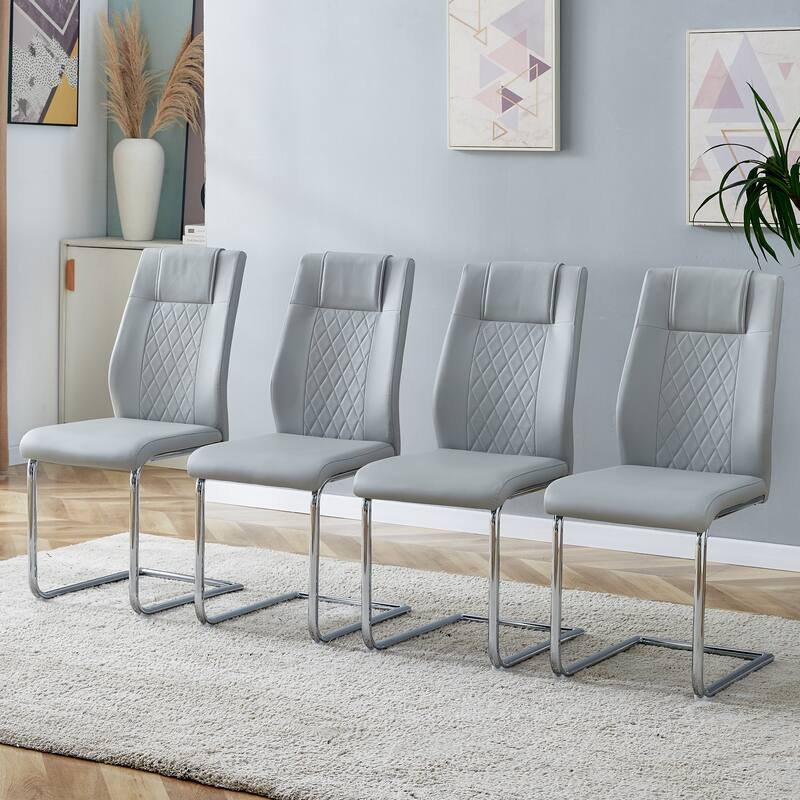 Modern dining room chairs, and golden leg cushioned chairs made of artificial leather, suitable for kitchens Set of 4