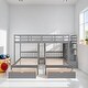 preview thumbnail 1 of 16, Full Over Twin & Twin Wood Triple Bunk Bed with Drawers and Guardrails, Gray Grey