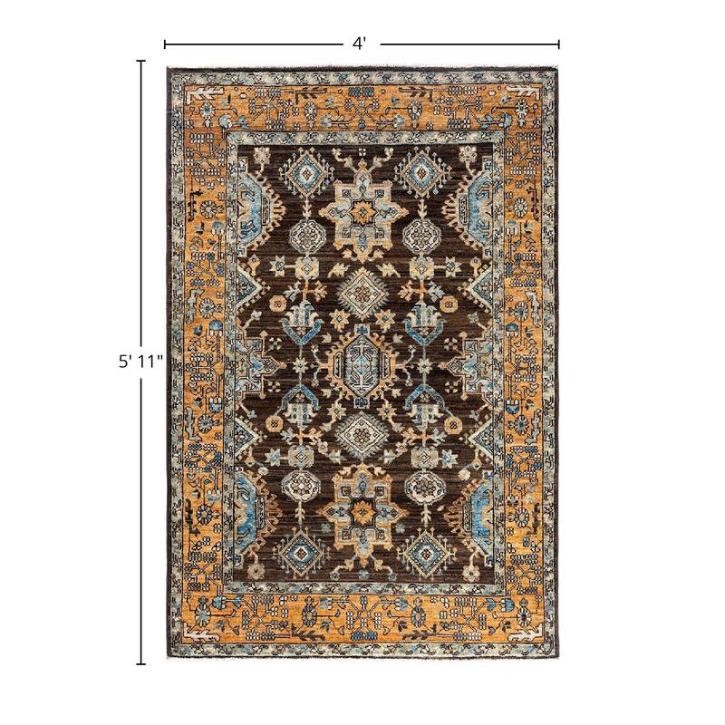 Serapi One-of-a-Kind Hand-Knotted Area Rug - Brown, 4' 0" x 5' 11" - 4' 0" x 5' 11"