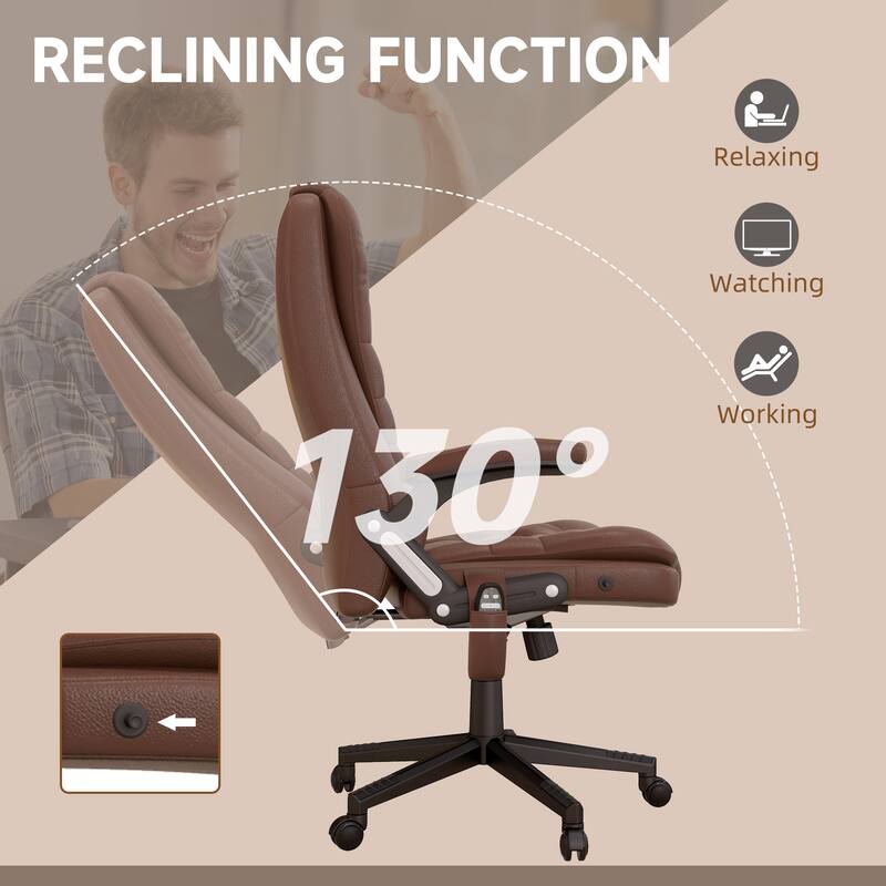 Brown Massage Desk Chair Gaming Chair with Wheels, Stylish Computer Chair Office Chair with Heat and High Back