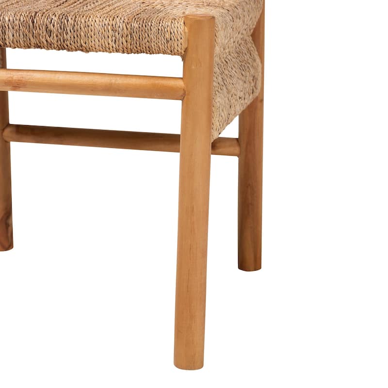 Cavo Handwoven Seagrass Dining Chair - Natural Fiber Wicker Side Chair with Mahogany Wood Frame, for Dining Room