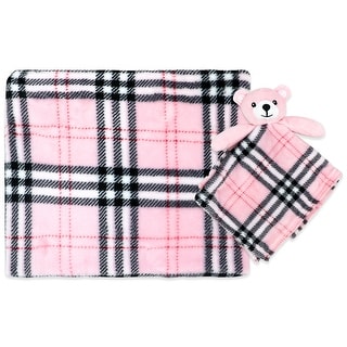 Baby Boys and Baby Girls Plaid Plush Blanket with Nunu Lovey Toy