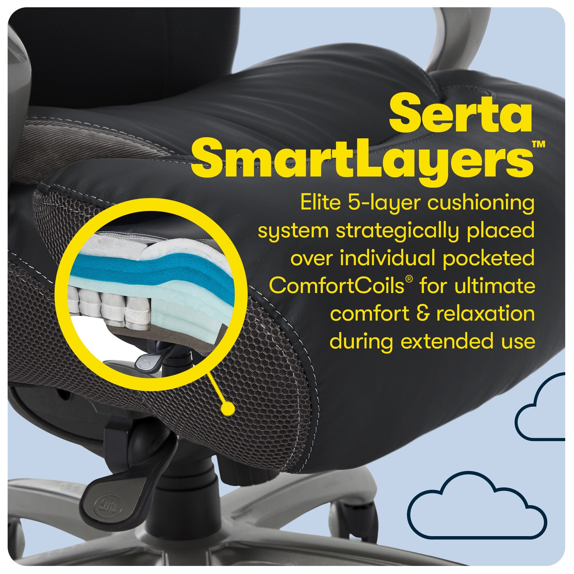 Serta Bryce Executive Office Chair with AIR Lumbar Technology and Layered  Body Pillows - On Sale - Bed Bath & Beyond - 9116644