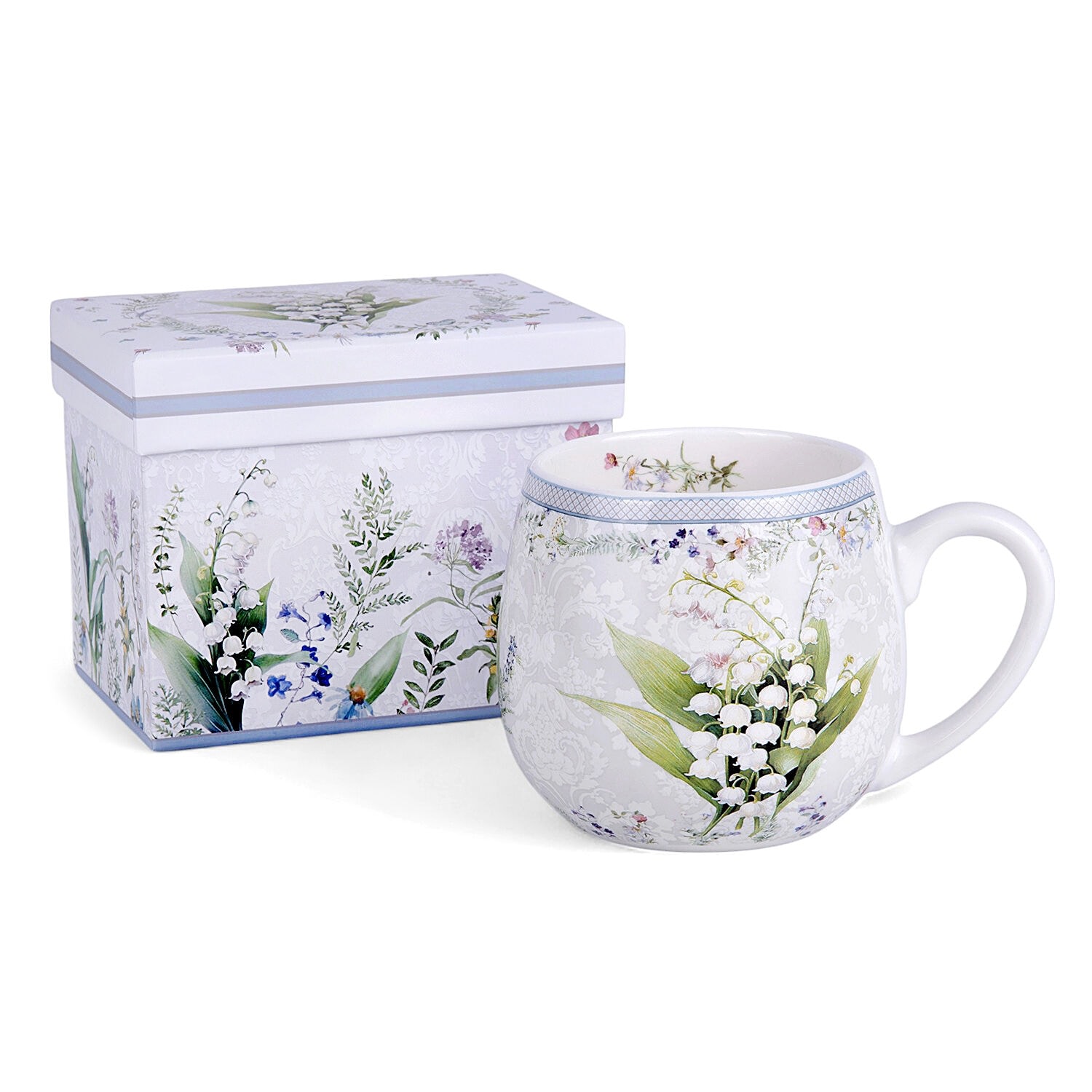 Lily of the Valley Bone China Big Belly Coffee Tea Mug in Gift Box