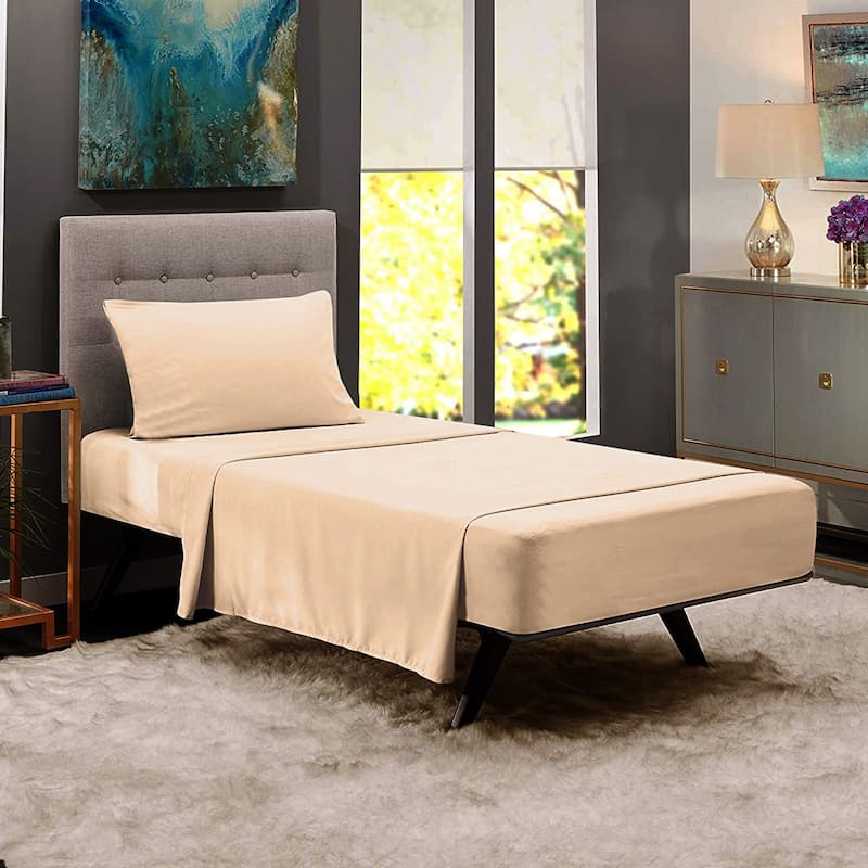 Premium Home Collection Microfiber Soft Cooling Twin Bed Sheet Set - 3 Piece - Cream
