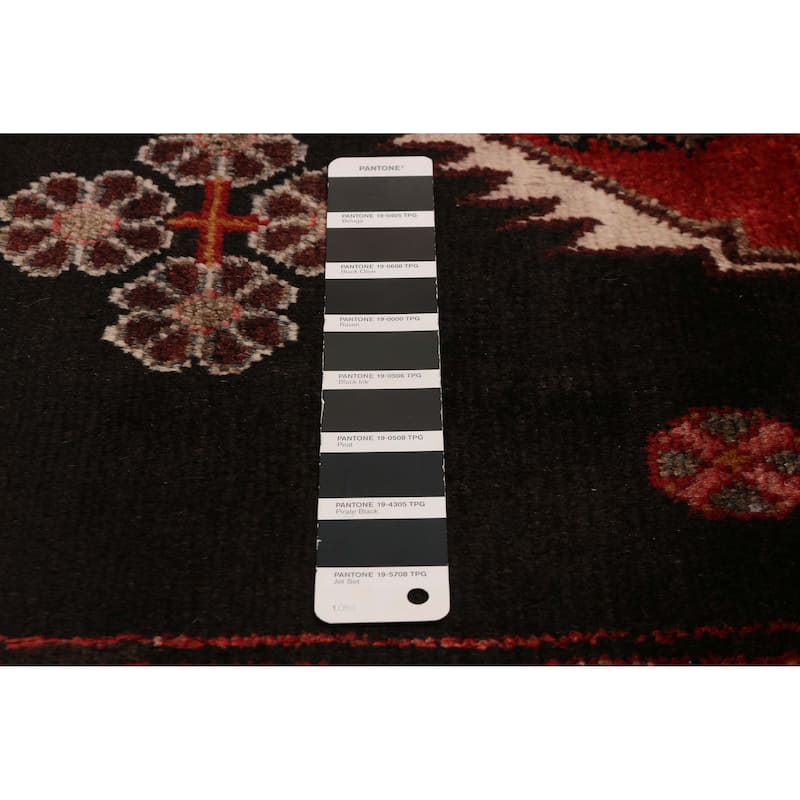 ECARPETGALLERY Hand-knotted Anadol Black, Red Wool Rug - 3' 6" x 10'