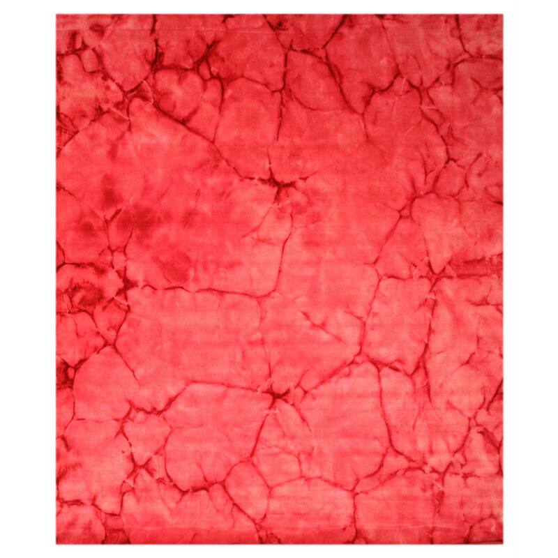 Handmade Wool Pink Contemporary Abstract Dip Dyed Rug