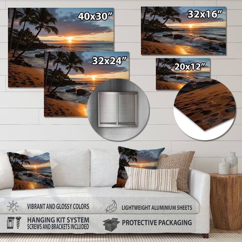 Designart "Aloha Tropical Dreamscape I" Maui Metal Wall Art