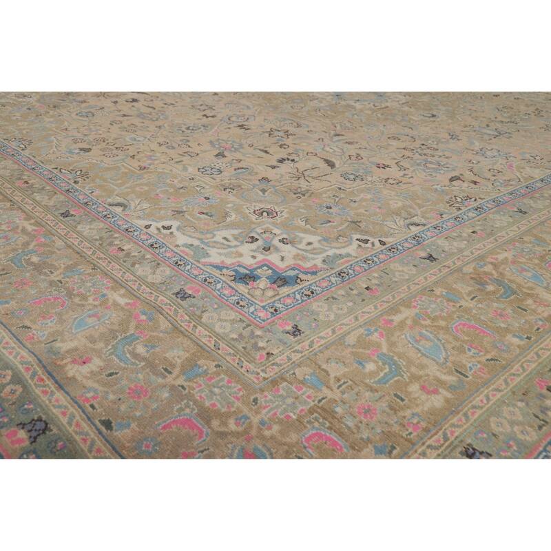 Traditional Mashad Persian Area Rug Hand-Knotted Wool Carpet - 9'7"x 12'3"