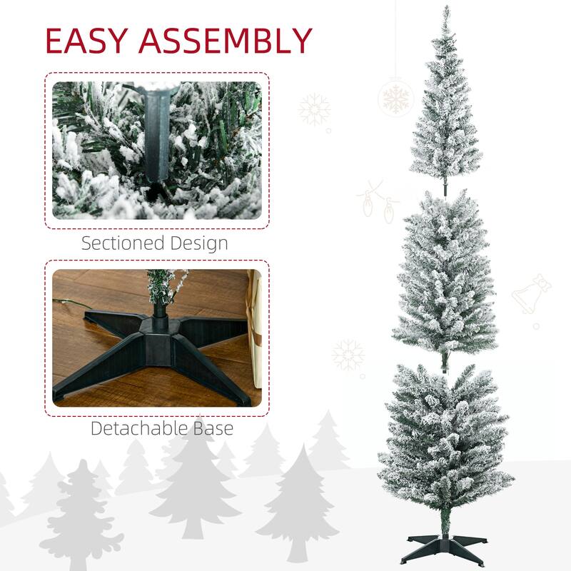 7ft Green Artificial Christmas Tree with Warm White LED Lights and Sturdy Stand for Holiday Decor - Dia 21.75" x 82.75"H